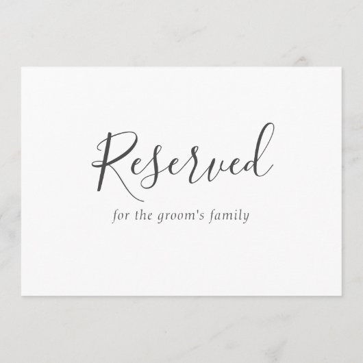 Eenvoudig Elegant Bruiloft Gereserveerd Teken (Achterkant)
