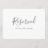 Eenvoudig Elegant Bruiloft Gereserveerd Teken (Achterkant)