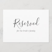 Eenvoudig Elegant Bruiloft Gereserveerd Teken (Voorkant)