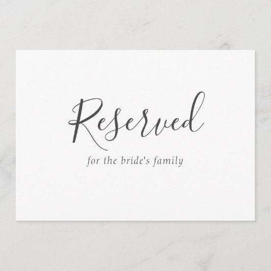 Eenvoudig Elegant Bruiloft Gereserveerd Teken (Voorkant)