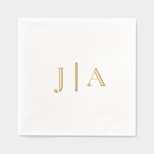 Eenvoudig Elegant Bruiloft Monogram Folie Servetten (Voorkant)
