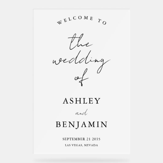 Eenvoudig Elegant Bruiloft Welkom Acryl Bord (Voorkant)