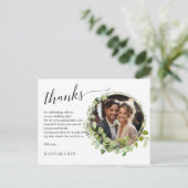 Eenvoudig, elegant, bruiloften "Bedankt" 1 Foto Briefkaart (Staand voorkant)