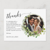 Eenvoudig, elegant, bruiloften "Bedankt" 1 Foto Briefkaart (Voorkant)