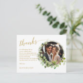 Eenvoudig, elegant, bruiloften "Bedankt" 1 Foto Briefkaart (Staand voorkant)