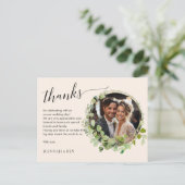 Eenvoudig, elegant, bruiloften "Bedankt" 1 Foto Briefkaart (Staand voorkant)