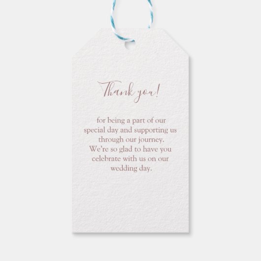 Eenvoudig, elegant, bruin, bruiloft cadeaulabel (Achterkant)