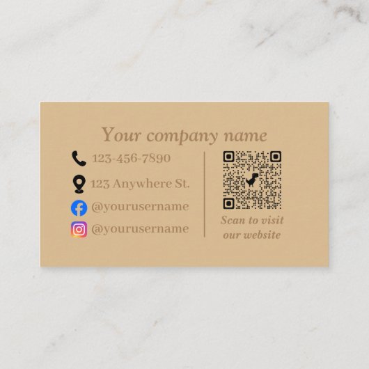 Eenvoudig elegant bruin kortingskaartje (Achterkant)