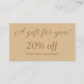 Eenvoudig elegant bruin kortingskaartje (Voorkant)