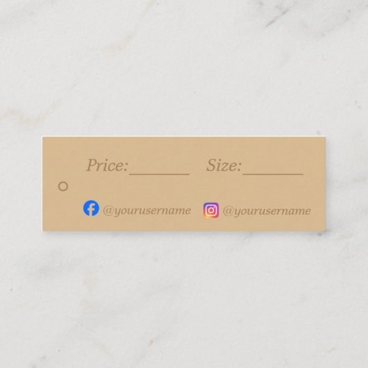 Eenvoudig elegant bruin Prijs Label (Achterkant)