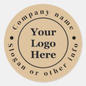 Eenvoudig elegant bruin ronde sticker (Voorkant)