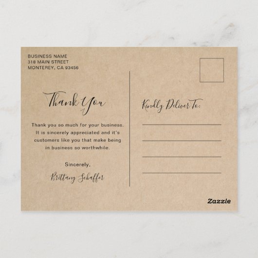 Eenvoudig elegant bruin zakendoen bedankt briefkaart (Achterkant)