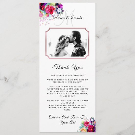 Eenvoudig Elegant Burgundy Floral Script Modern We Menu (Achterkant)