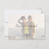 Eenvoudig Elegant Burgundy Script Photo Weddenscha RSVP Kaartje (Achterkant)