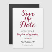 Eenvoudig Elegant Burgundy Wedding Save the Date Magnetische Uitnodiging (Voorkant / Achterkant)
