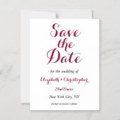 Eenvoudig Elegant Burgundy Wedding Save the Date Magnetische Uitnodiging (Voorkant)