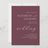 Eenvoudig Elegant Burgundy White Script Weduwschap Kaart (Voorkant)