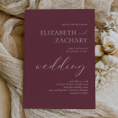 Eenvoudig Elegant Burgundy White Script Weduwschap Kaart