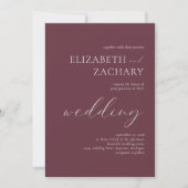 Eenvoudig Elegant Burgundy White Script Weduwschap Kaart (Voorkant)