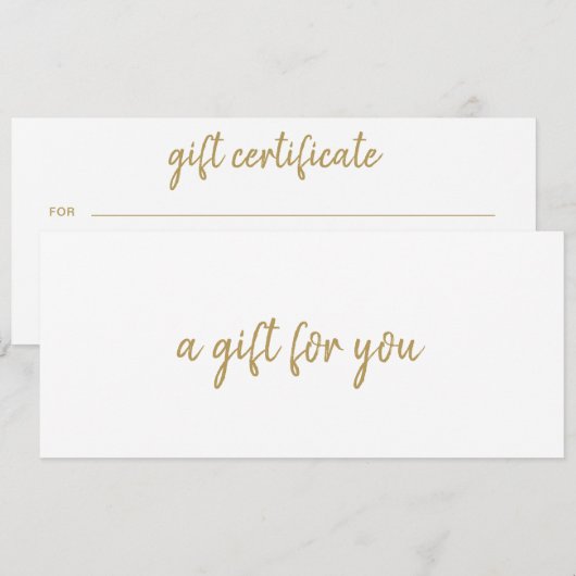 Eenvoudig Elegant Business Gold Cadeaubon (Voorkant / Achterkant)