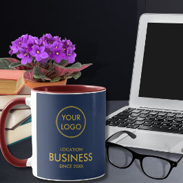 Eenvoudig Elegant Business Logo Navy Blue Gold Mok