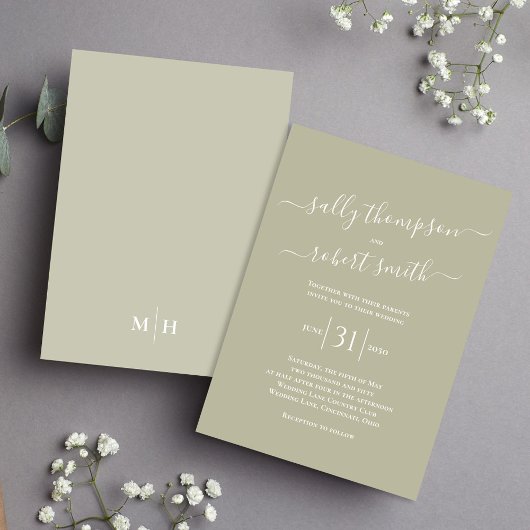 Eenvoudig Elegant Calligrafie Script Sage Groen Kaart