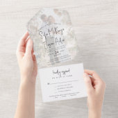 Eenvoudig Elegant Calligraphy Minimal Photo Weddin All In One Uitnodiging (Afscheurbaar)