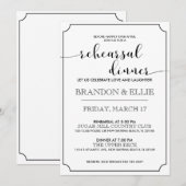 Eenvoudig Elegant Calligraphy Rehearsal Dinner Kaart (Voorkant / Achterkant)