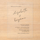 Eenvoudig elegant Calligraphy Script Wedding Acryl Uitnodigingen (Voorkant)