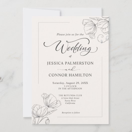 Eenvoudig elegant Calligraphy Script Wedding Kaart (Voorkant)