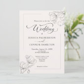 Eenvoudig elegant Calligraphy Script Wedding Kaart (Staand voorkant)