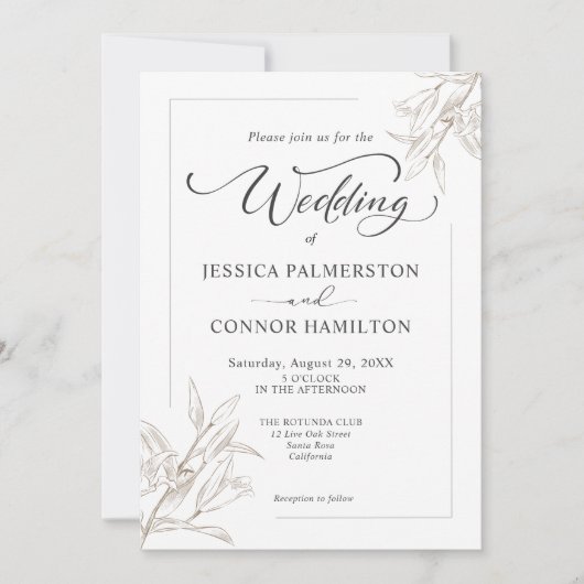 Eenvoudig elegant Calligraphy Script Wedding Kaart (Voorkant)