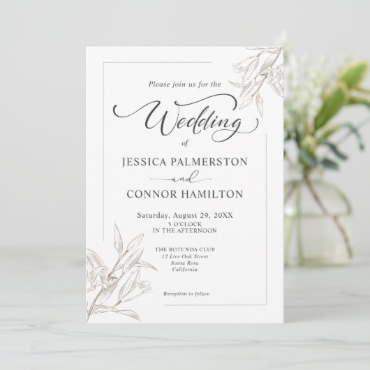 Eenvoudig elegant Calligraphy Script Wedding Kaart (Staand voorkant)