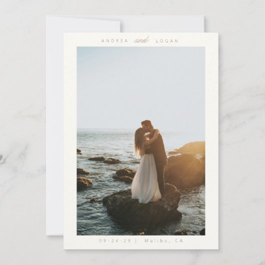 Eenvoudig elegant Calligraphy Script Wedding Kaart (Achterkant)