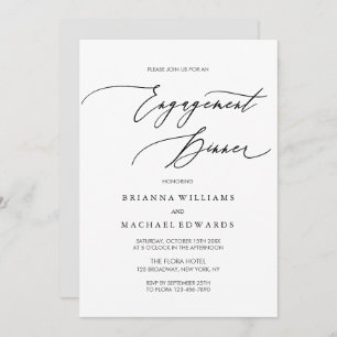 Eenvoudig Elegant Calligraphy Verloving Dinner Kaart