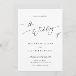 Eenvoudig elegant calligraphy Wedding Kaart