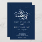 Eenvoudig elegant calligraphy Wedding Kaart (Voorkant / Achterkant)