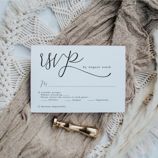 Eenvoudig elegant calligraphy Wedding RSVP Kaartje
