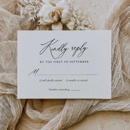 Eenvoudig elegant calligraphy Wedding RSVP Kaartje