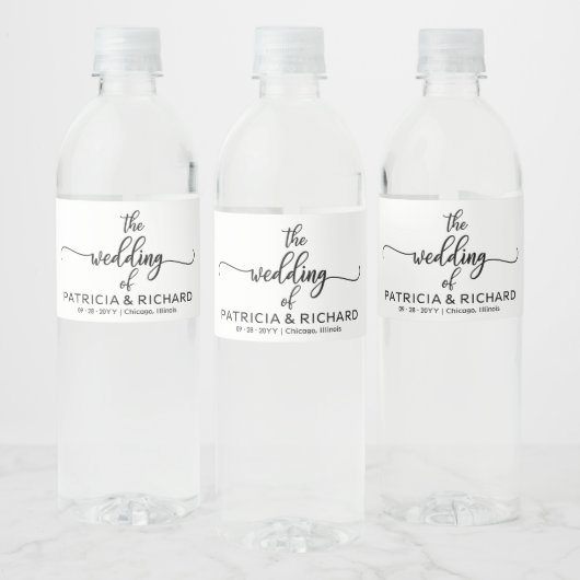 Eenvoudig elegant calligraphy Wedding Waterfles Etiket (Flessen)