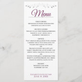 Eenvoudig elegant chassis en luide zilveren bruilo menu (Voorkant)