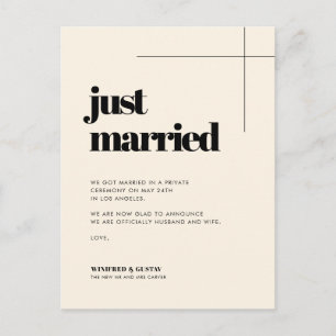 Eenvoudig elegant & chic Crème Net getrouwd Briefkaart
