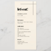 Eenvoudig elegant & chic Laten we bruiloft eten Menu (Voorkant)