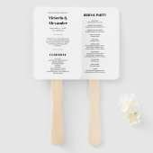 Eenvoudig Elegant Chic Zwart & Wit Trouwprogramma Handwaaier (Voorkant en achterkant)