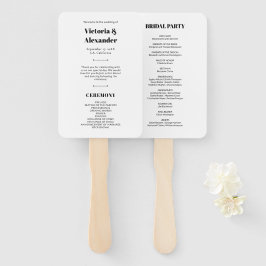 Eenvoudig Elegant Chic Zwart & Wit Trouwprogramma Handwaaier