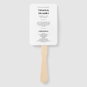 Eenvoudig Elegant Chic Zwart & Wit Trouwprogramma Handwaaier (Voorkant)
