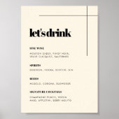 Eenvoudig elegant & chique bruiloft Bar menu Poster (Voorkant)