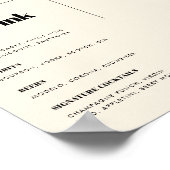 Eenvoudig elegant & chique bruiloft Bar menu Poster (Hoek)