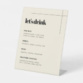 Eenvoudig elegant & chique bruiloft Bar menu Reclamebord Met Voetstuk (Voorkant)