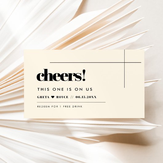 Eenvoudig elegant & chique bruiloft Drink ticket